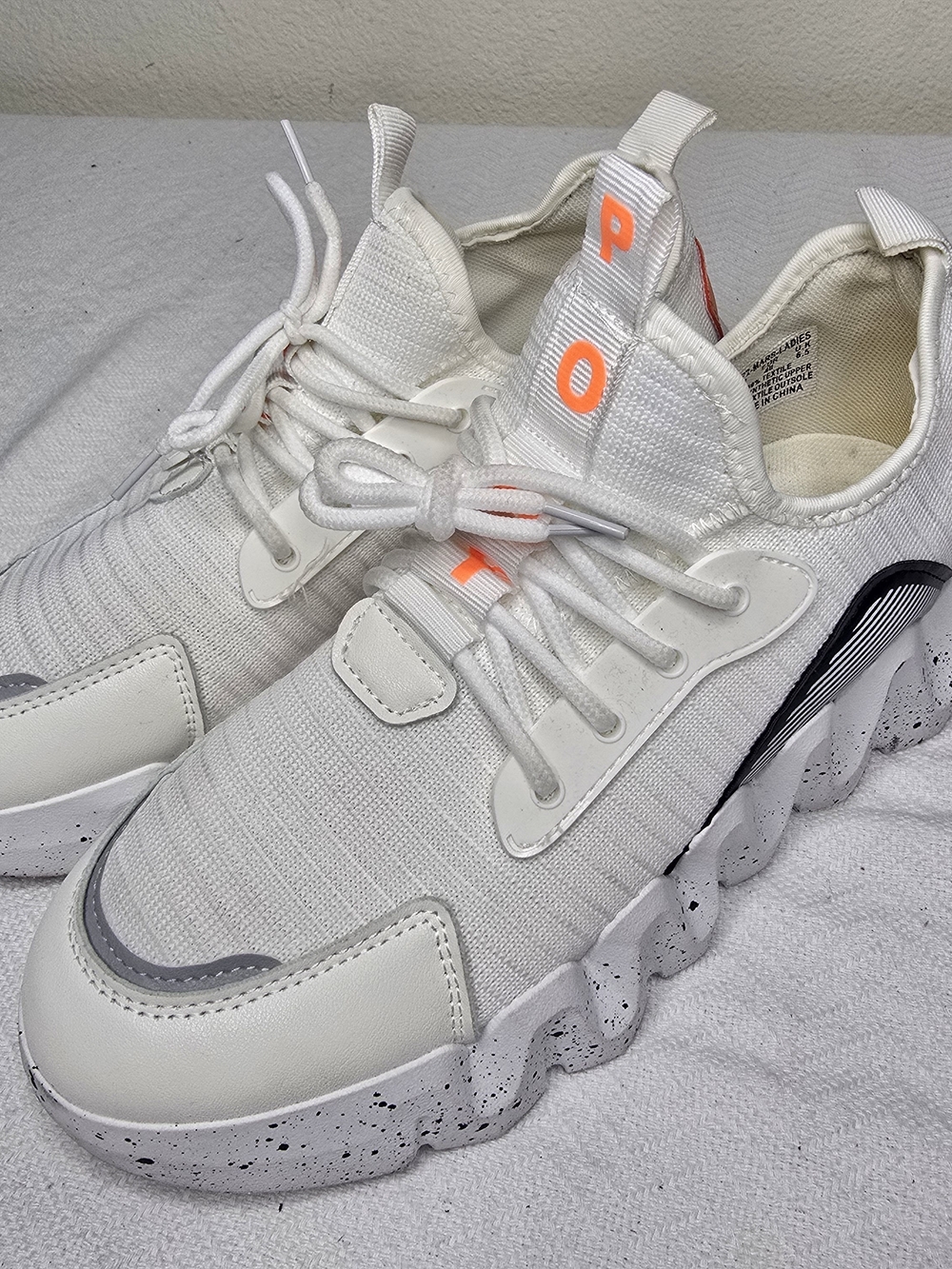 Pony Womans White Sneakers with Orange Accents
